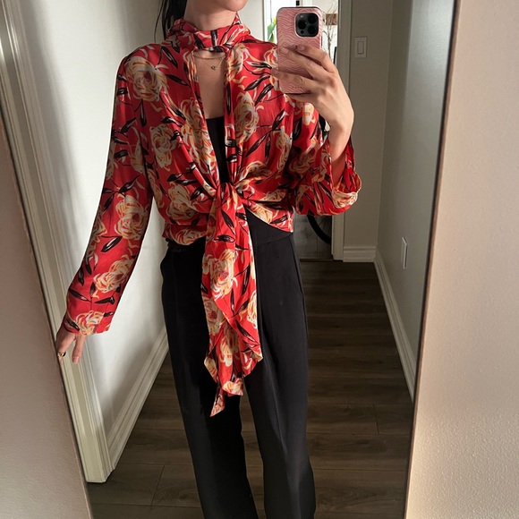 Winter Kate by Nicole Richi 100% silk blouse / kimono top - Picture 7 of 13